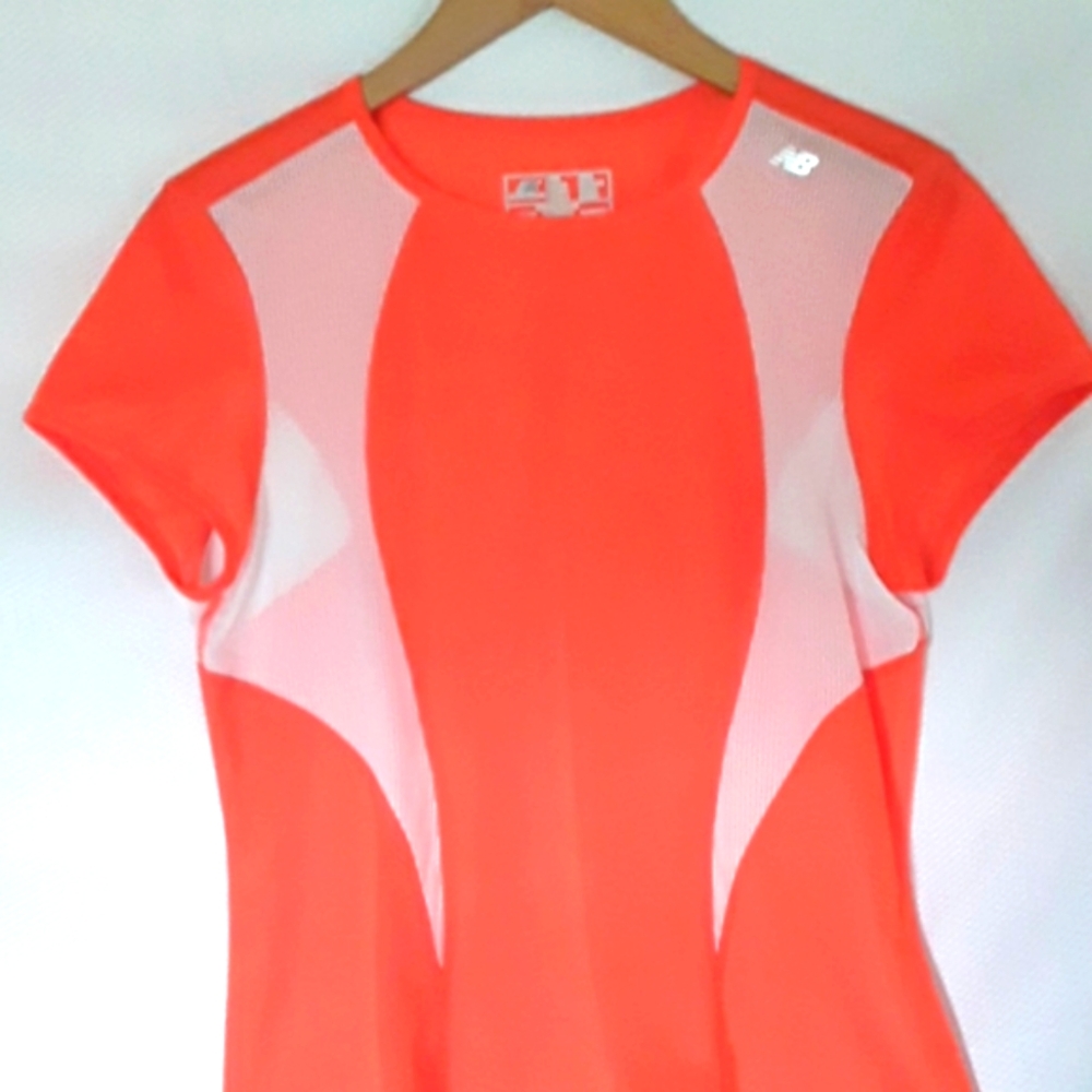 New Balance Orange Short Sleeve Athletic Exercise Shirt Large